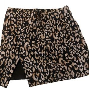 H&M Leopard Print Side Slit Miniskirt
